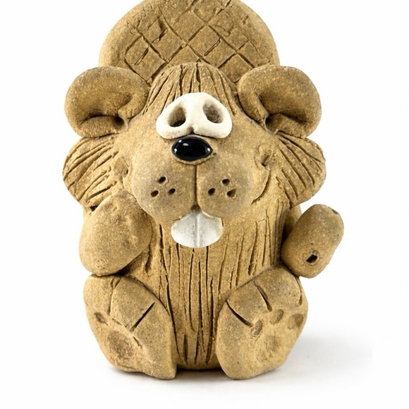 Vintage Beaver Figurine Folk Art Woodland Animal Sculpture Rustic Cabin Decor - Picture 2 of 7